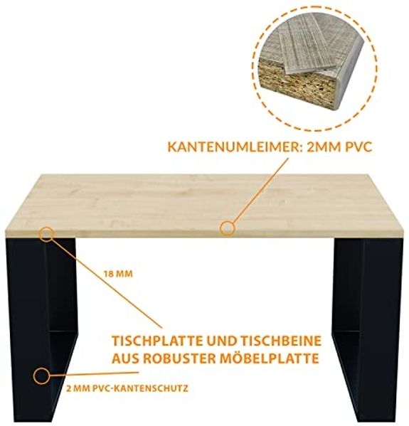 AKKE Außergewöhnlicher Couchtisch Beistelltisch für Wohnzimmer | Kaffee Tee Wohnzimmertisch Tisch | Coffee Table | Zimmer Schlafzimmer Möbel | Deko Modern Ahorn 100 x 60 x 55 Bild 7