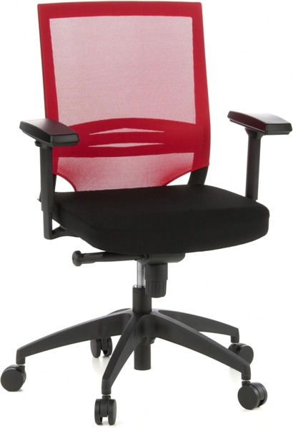 hjh OFFICE Profi Bürostuhl PORTO BASE Stoff Schwarz / Rot