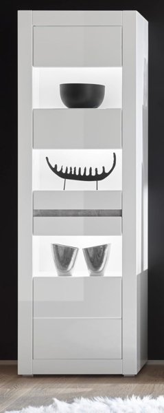 Furn. Design Stauraumvitrine Nobile (Vitrine in weiß, 2-türig, 66x198 cm) mit Soft-Close Bild 2