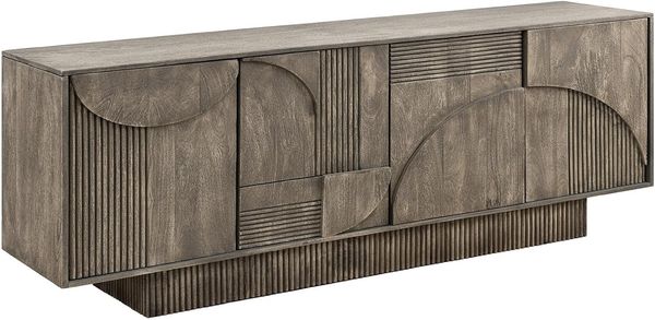 riess-ambiente Sideboard ART DECO 170cm grau smoked (Einzelartikel, 1 St), Massivholz · Kommode · 6 Fächer · 3D-Front · Wohnzimmer · Design