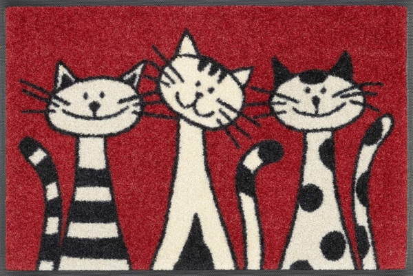 wash+dry by Kleen-Tex Fußmatte Three Cats, rechteckig, Höhe: 9 mm, Schmutzfangmatte, Motiv Katzen, rutschhemmend, waschbar