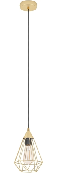 Eglo 43681 Hängeleuchte TARBES Stahl messing-gebürstet E27 1X40W H:130cm Ø17,5cm dimmbar