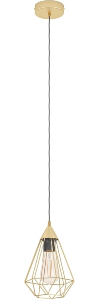 Eglo 43681 Hängeleuchte TARBES Stahl messing-gebürstet E27 1X40W H:130cm Ø17,5cm dimmbar Bild 2