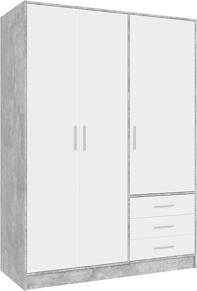 Forte 'Jupiter' Kleiderschrank, Stone Design/weiß, 3-türig, 145x200 cm