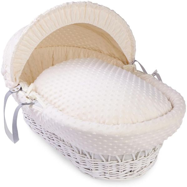 Clair de Lune Dimple Weidenkorb mit Bettwäsche, weiß, 68x30 cm (Creme)