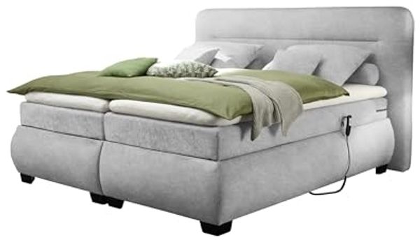 Boxspringbett >EVOLUTION< Liegefläche 180x200cm, Motorverstellung, silver - 210x122x220 (BxHxT)