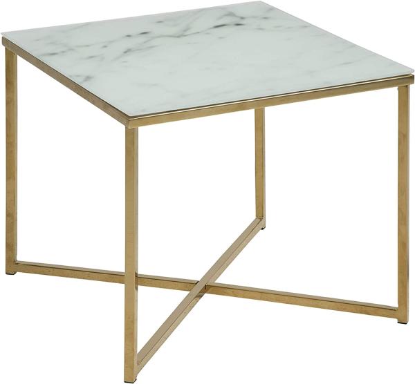 AC Design Furniture 'Antje' Ecktisch Glas Weiß, B: 50 x T:50 x H: 42 cm
