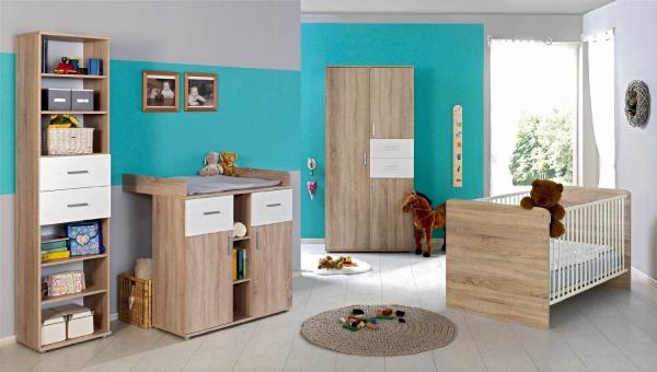 4-tlg. Babyzimmer- Set 'ELISA 2' Eiche Sonoma / Weiß