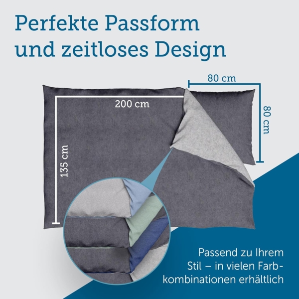 SETEX Wendebettwäsche Feinbiber, Biber, 2 teilig, mit Wendefunktion Bild 6