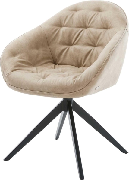 Drehstuhl Gaio-Flex Mikrofaser Beige Vintage Kreuzgestell breit Schwarz 360° drehbar Wippfunktion