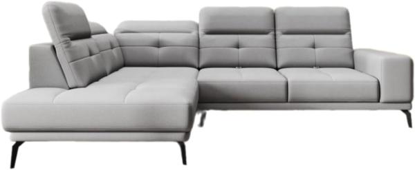 Designer Sofa Isabella mit verstellbarer Kopf- und Rückenlehne Stoff Grau Links