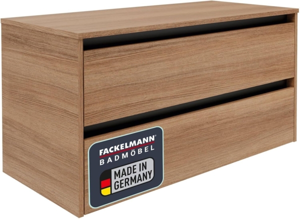 FACKELMANN VITA Waschbeckenunterschrank 100 cm breit, Braun hell, mit schwarzen Blenden