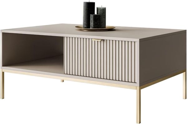 Lookway Couchtisch CORTADO GOLD L-104 mit Schublade, Brite 104