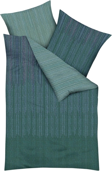 Traumschlaf Mako-Satin Wendebettwäsche Vertigo|200x220 cm + 2x 80x80 cm| smaragd