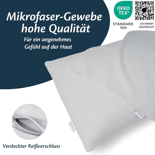 Kissenbezug 40x60 Mikrofaser Premium 2er Set Kissenhülle Deko für Kissen Bett/Sofa Stoff Superweicher Resistent Hypoallergen Anti-Milben Atmungsaktiv Kopfkissenbezug mit Verdecktem Zip Voll Waschbar Bild 2