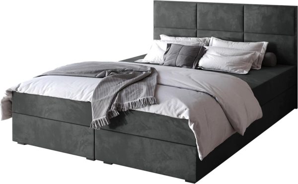 Boxspringbett Draban I, Grau, 140x200 cm