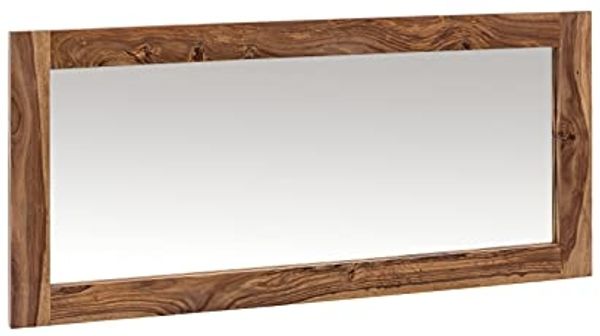 Wandspiegel Holzspiegel Laros 130x55 cm Akazie massiv braun rechteckig schmal Badspiegel Flurspiegel Ganzkörperspiegel ohne Beleuchtung massivum