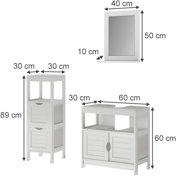Badmöbel-Set Vilda Weiß 3 Teile Vicco Bild 2