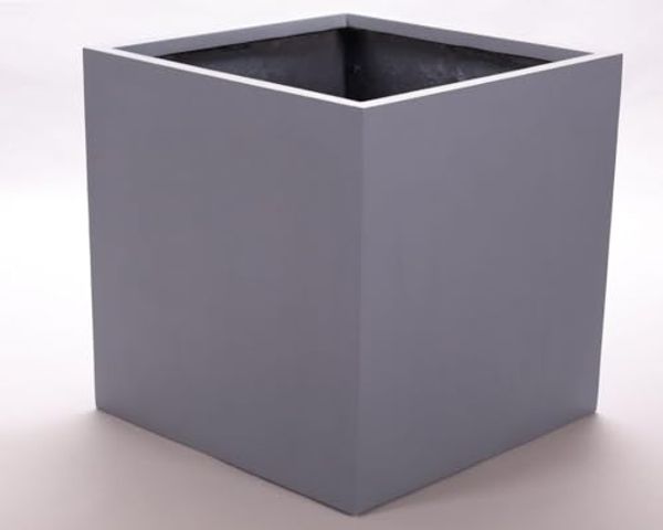 Pflanzkübel Blumenkübel Pflanztopf Blumentopf Fiberglas Quadrat LxBxH 40 x 40 x 40 cm grau.