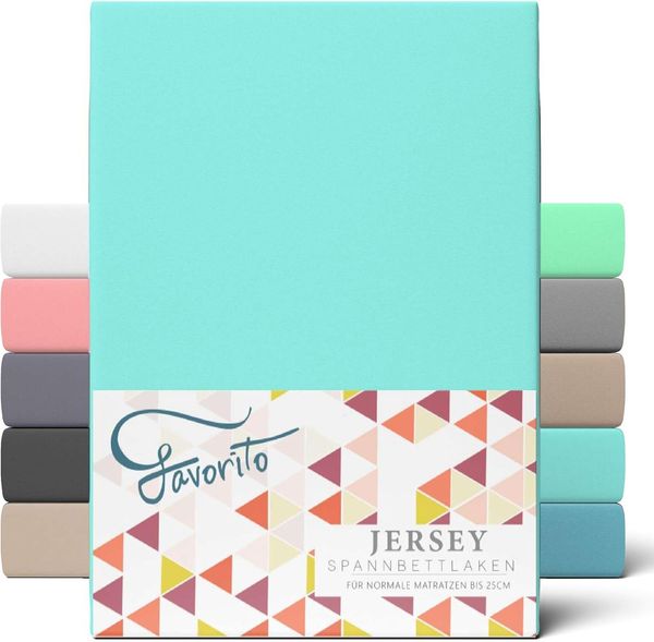Favorito Jersey Spannbettlaken Aqua 140x200 cm - 160x200 cm