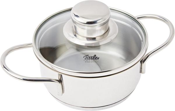 Fissler Kochtopf häppchen, Ø 12 cm, Edelstahl 18/10 (2-tlg), Induktions-geeignet, inklusive Glasdeckel