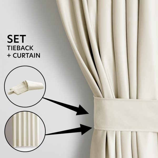 AmeliaHome Gardine Gardine Ösen Vorhang mit Raffhalter Samt Ösenvorhang Verdunkelnd (1 St), Ösen, Samt, inkl. Raffhalter Bild 4