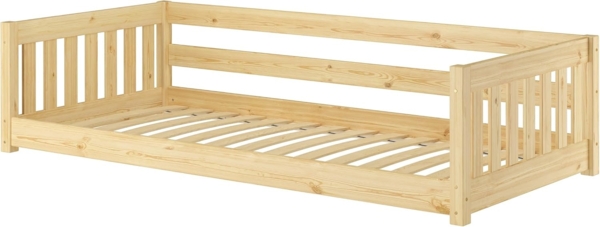 Niedriges Kinderbett Bodenbett 90x200 Kiefer massiv Zubehör wählbar V-60.28-09Federleisten