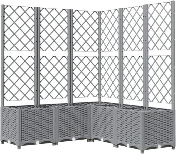 vidaXL Pflanzkübel mit Rankgitter Hellgrau 120x120x136 cm PP 153278