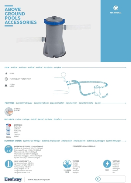 Bestway Flowclear Filterpumpe 3.028 l/h Bild 11