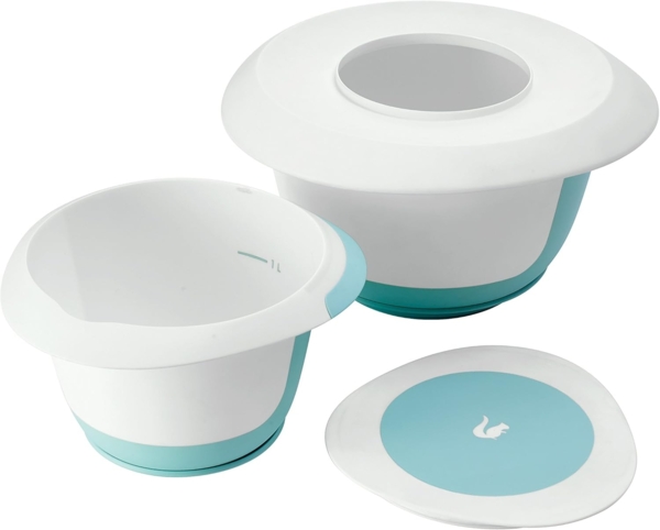 keeeper Rührschüssel marla, Kunststoff, (Set, 4-tlg), 4-in1, mit Spritzschutz, Teigschaber, Saugnapf, Anti-Rutsch-Oberfläche