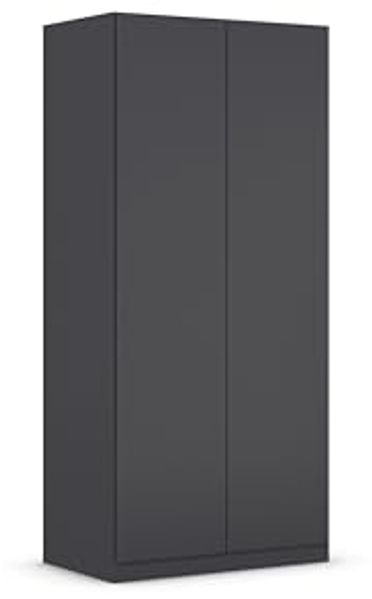 Rauch Möbel Costa, Kleiderschrank für Schlafzimmer, Kinderzimmer, Babyzimmer, Garderobe, Flur, 2-türig, Push-to-Open, mit Zubehör Classic, Farbe Grau metallic, Schwarz, Breite 91 cm