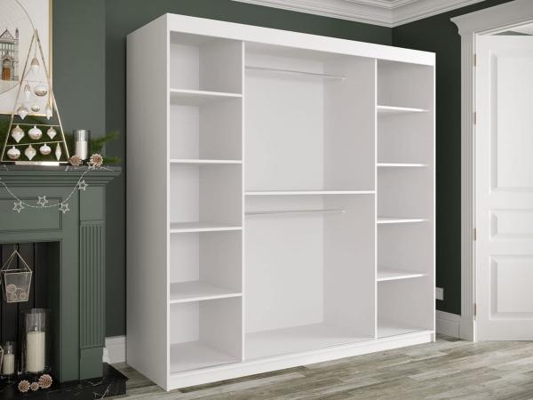 Kleiderschrank Kamoga T1 200 (Schwarz / Marmor Weiß + Gold, ohne Schubladen) Bild 4