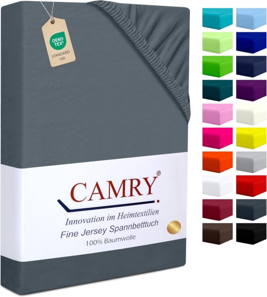 Camry Spannbettlaken CLASSIC, Jersey Baumwolle, Gummizug: rundum, viele Farben, alle Matratzenhöhen, Bettlaken, Spannbetttuch