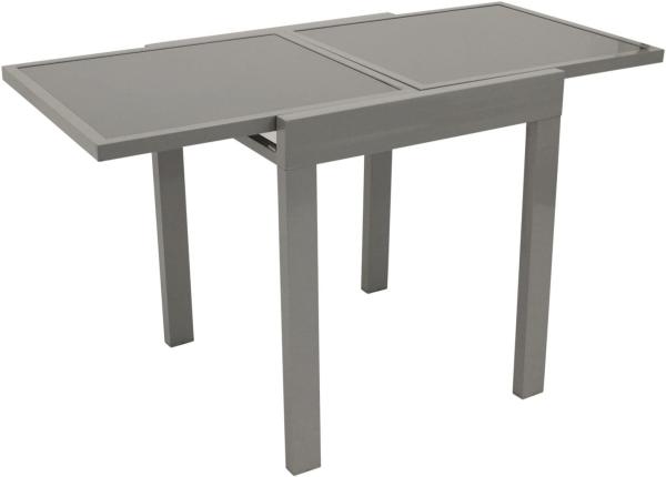 Balkontisch Gartentisch Ausziehtisch Glas/Aluminium grau ausziehbar 65-130 cm