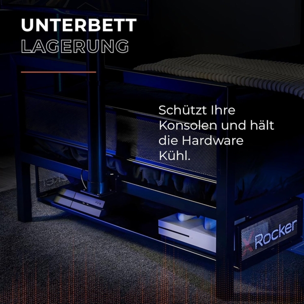 X Rocker Basecamp Metall Gaming-Bett mit TV-Halterung für Kinder & Jugendliche - schwarz Bild 5