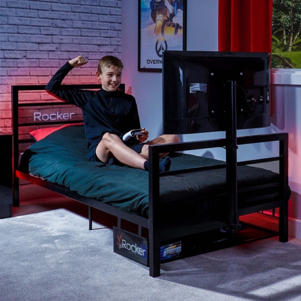 X Rocker Basecamp Metall Gaming-Bett mit TV-Halterung für Kinder & Jugendliche - schwarz