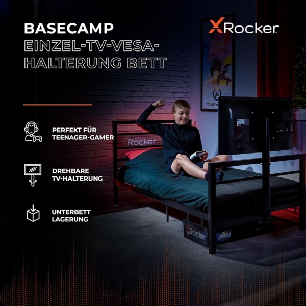 X Rocker Basecamp Metall Gaming-Bett mit TV-Halterung für Kinder & Jugendliche - schwarz Bild 6