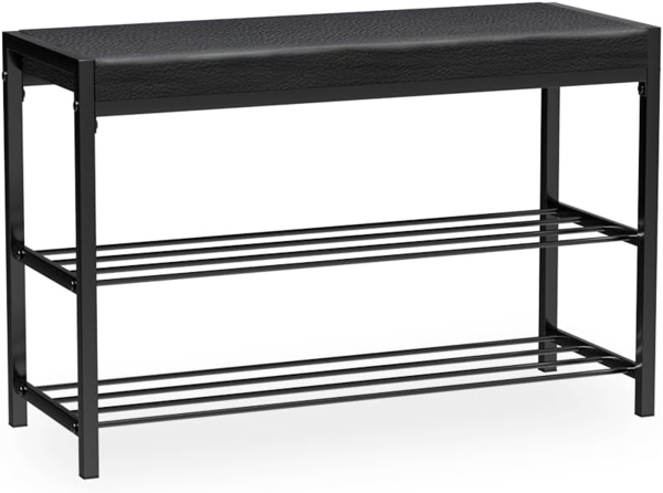 Schuhbank Borneo Schwarz 80 x 52 cm Vicco