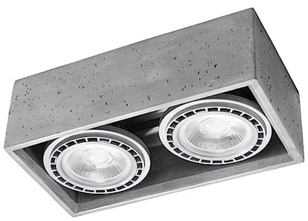 Deckenleuchte, Beton Grau, 2-flammig, L 27 cm