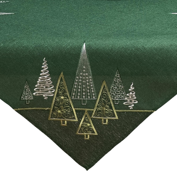 matches21 HOME & HOBBY Tischdecke 85x85 cm Tischtuch dunkelgrün edle Tannenbäume für Weihnachten (1-tlg), Ideal für Advent und Weihnachtsdeko Bild 1