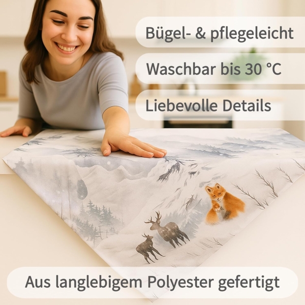 matches21 HOME & HOBBY Tischdecke 85x85 cm Tischtuch dunkelgrün edle Tannenbäume für Weihnachten (1-tlg), Ideal für Advent und Weihnachtsdeko Bild 3