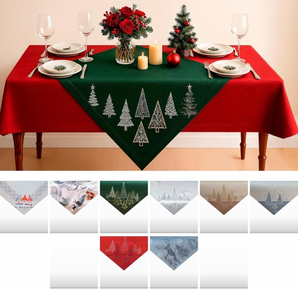 matches21 HOME & HOBBY Tischdecke 85x85 cm Tischtuch dunkelgrün edle Tannenbäume für Weihnachten (1-tlg), Ideal für Advent und Weihnachtsdeko Bild 7