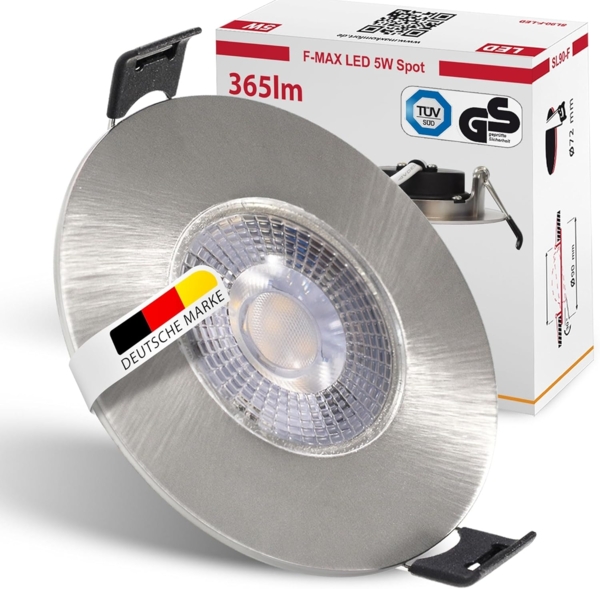 Maxkomfort LED Einbaustrahler F-Max IP44, LED fest integriert, 3000K, Warmweiß, Einbauspot