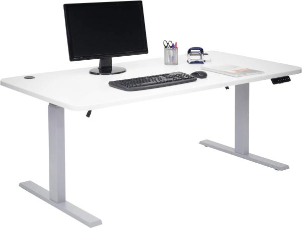 Schreibtisch HWC-D40, Computertisch, elektrisch höhenverstellbar 160x80cm 53kg MVG ~ weiß, grau