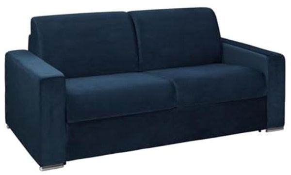 Vente-unique - CALITO Sofa SamtStoff Blau - B 223 cm94 cm x H 85 cm x L 194 cm