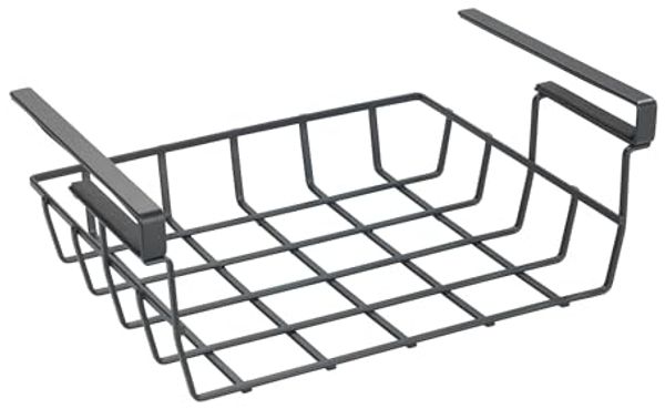 WENKO Einhängekorb Modell Klea Schwarz, offener Drahtkorb aus Metall für Regale, Küchen- oder Kleiderschränke