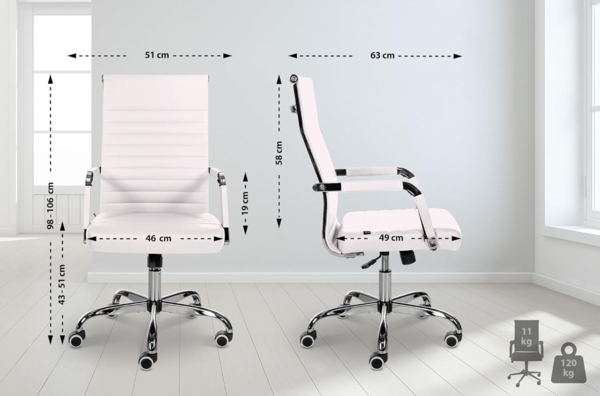 CLP Bürostuhl Amadora höhenverstellbar und drehbar,weiß Kunstleder Bild 3