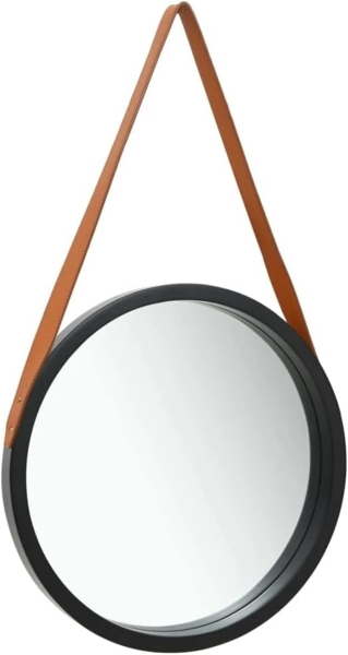 vidaXL Wandspiegel mit Gürtel 50 cm Schwarz 320367