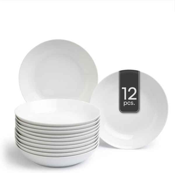 Home4You Suppenteller 12er Set, Weiß, Ø 20 cm