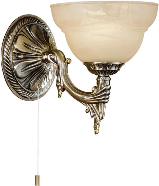 Eglo 85859 Wandlampe MARBELLA Metallguss brüniert, Glas alabaster champagner E14 max. 1X40W L:17cm H:20cm mit Zugschalter